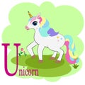 U for unicorn animal abc alphabet Royalty Free Stock Photo