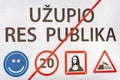 UÅ¾upis, UÅ¾upio Respublika street sign, Uzupis - Vilnius district sign Royalty Free Stock Photo