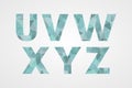 U V W X Y Z polygonal geometric letters. Geometric abc isolated icons. Alphabet symbols