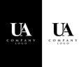 UA, AU letter logo design with black and white color that can be used for creative business and company