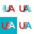 UA letters logo with accent speed red and blue