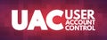 UAC - User Account Control acronym, technology concept background Royalty Free Stock Photo