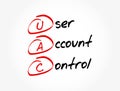 UAC - User Account Control acronym, technology concept background Royalty Free Stock Photo