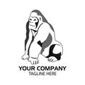 Silhouette gorilla logo, flat design. Gorilla silhouette.