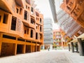 UAE, Abu Dhabi - 13th march, 2023: Eco-friendly architecture in Masdar City, Abu Dhabi