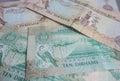 UAE dirham currency notes and coins.