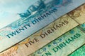 UAE Dirhams. Banknote background