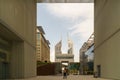 UAE, DUBAI, CIRCA 2020: Dubai Financial center district. View of The Gate and Jumeirah Emirates Towers in DIFC. Day view with Royalty Free Stock Photo