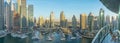 UAE/DUBAI 20 DEZ 2018 - Set of photographs forming a panoramic view of dubai marina with arranhaceus. UAE