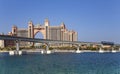 View to Atlantis Palm luxury 5 stars hotel and monorail Royalty Free Stock Photo