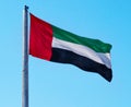 UAE Flag on Blue Sky Royalty Free Stock Photo