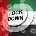 UAE lockdown in solitary confinement or stay home - 3d Illustration