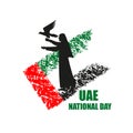 UAE National Day poster with falconer silhouette and flag Royalty Free Stock Photo