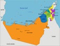 Colorful United Arab Emirates political map with clearly labeled, separated layers. Royalty Free Stock Photo