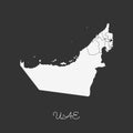 UAE region map: white outline on grey background. Royalty Free Stock Photo