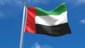 UAE United Arab Emirate Flag Country 3D Rendering in Blue Sky Background Royalty Free Stock Photo