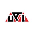 UAI triangle letter logo design with triangle shape. UAI triangle logo design monogram. UAI triangle vector logo template with red Royalty Free Stock Photo