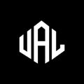 UAL letter logo design with polygon shape. UAL polygon and cube shape logo design. UAL hexagon vector logo template white and Royalty Free Stock Photo