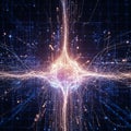 Ualization featuring a network of luminous lines and points resembling neurons Royalty Free Stock Photo