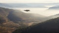 A uap sighting over a serene, fog covered valley Royalty Free Stock Photo