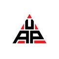 UAP triangle letter logo design with triangle shape. UAP triangle logo design monogram. UAP triangle vector logo template with red Royalty Free Stock Photo
