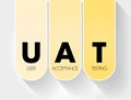 UAT - User Acceptance Testing acronym, technology concept background Royalty Free Stock Photo