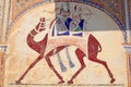 Fresco of Ladies on Camel at Historic Uattara Haveli, Nawalgarh, Rajasthan, India