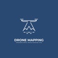UAV Drone landscape mapping logo in monoline line style symbol icon Royalty Free Stock Photo