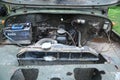 UAZ Patriot, close-up of the engine, front view. Internal combustion engine, car parts, deteyling . Engine compartment