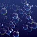 Ubble with Hologram Reflection. Set of Realistic Water or Soap Bubbles for Your Design. Royalty Free Stock Photo
