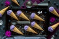 Ube ice cream cones Royalty Free Stock Photo