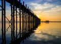 Ubein Bridge at sunrise, Mandalay, Myanmar Royalty Free Stock Photo