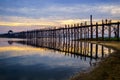 Ubein Bridge at sunrise, Mandalay, Myanmar Royalty Free Stock Photo