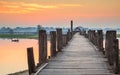 Ubein Bridge at sunrise, Mandalay, Myanmar Royalty Free Stock Photo