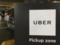 Uber car service pick up zone Royalty Free Stock Photo