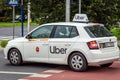 Uber car in Warsaw Royalty Free Stock Photo