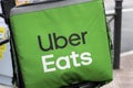 Uber Eats logo on Uber Eats package Royalty Free Stock Photo