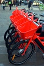 Uber Jump e-bikes on a pavement in London Royalty Free Stock Photo