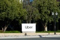 Uber sign, logo at world headquarters of Uber Technologies. Uber Technologies, Inc., commonly known as Uber, is an American