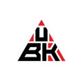 UBK triangle letter logo design with triangle shape. UBK triangle logo design monogram. UBK triangle vector logo template with red Royalty Free Stock Photo