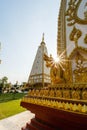 Ubon Ratchathani, Thailand, January 24, 2021: Buddhists visit the Beautiful pagoda Wat Phrathat Nong Bua Temple, Ubon Ratchathani