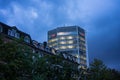 UBS Bank Office Building in Zurich, Switzerland at Night with Sky and Clouds, EDITORIAL USE ONLY Royalty Free Stock Photo
