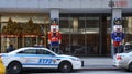 UBS building with NYPD patrol cars, NY