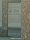 UBS sign on the wall of an office. Taken in Zurich/Switzerland, April 2. 2020 Royalty Free Stock Photo