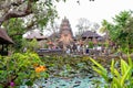 Ubud, Bali, Indonesia - August 6th of 2019: Main view of Pura Taman Saraswati, the `lotus` temple, a pura built in 1952 and dedic