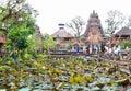 Ubud, Bali, Indonesia - August 6th of 2019: Main view of Pura Taman Saraswati, the `lotus` temple, a pura built in 1952 and dedic