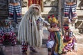 Ubud, Bali, Indonesia- 22 December, 2019 Traditional Barong dance with funny face mask and human drama to mimic hindu character Royalty Free Stock Photo