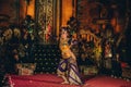 UBUD, BALI, INDONESIA - FEBRUARY 10, 2023: Traditional dance Legong and Barong in Ubud Palace, Balinese dance show with