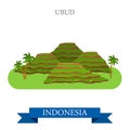 Ubud in Bali Island, Indonesia vector flat attraction