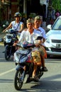 People on the motorbike on the road in Ubud. Landscapes of Indonesia.